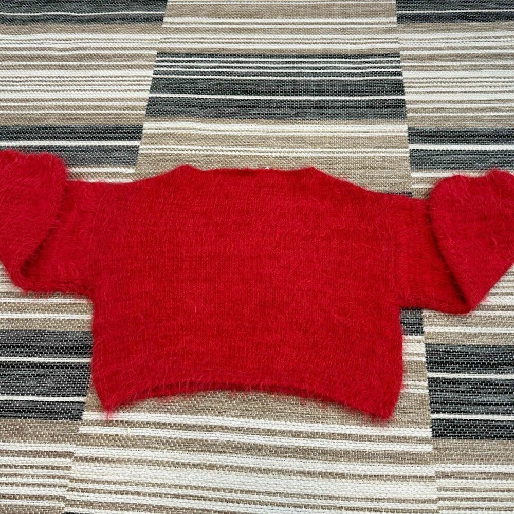 Free People Flurry Jumper Sweater Cropped‎ Slouchy Relaxed Long Sleeve Red Sz XS - Picture 5 of 11